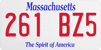 MA license plate 261BZ5