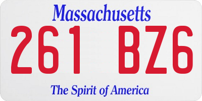 MA license plate 261BZ6