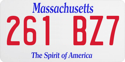 MA license plate 261BZ7