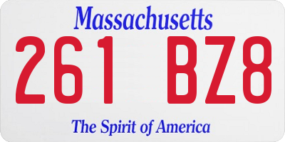 MA license plate 261BZ8