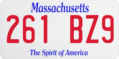 MA license plate 261BZ9