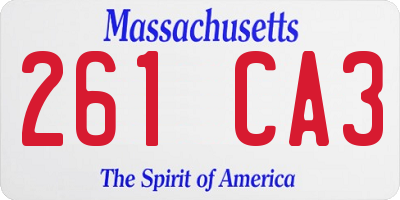 MA license plate 261CA3