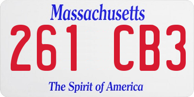 MA license plate 261CB3