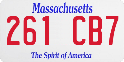 MA license plate 261CB7