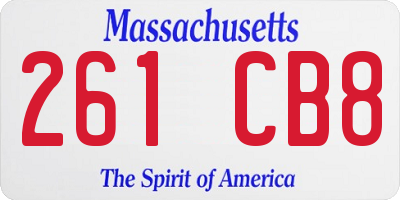 MA license plate 261CB8