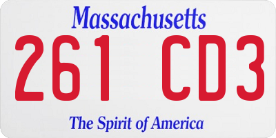 MA license plate 261CD3