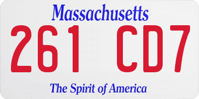 MA license plate 261CD7