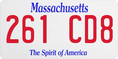 MA license plate 261CD8
