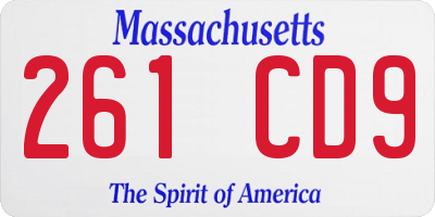 MA license plate 261CD9
