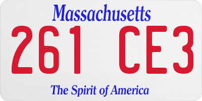 MA license plate 261CE3
