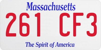 MA license plate 261CF3