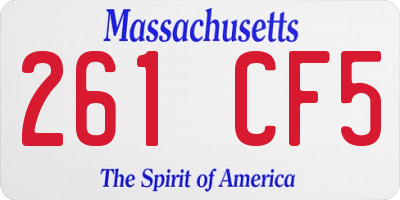 MA license plate 261CF5