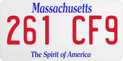 MA license plate 261CF9
