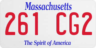 MA license plate 261CG2