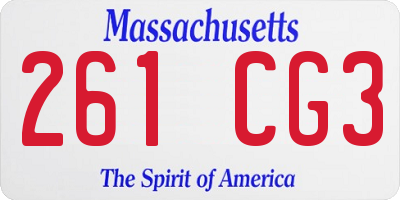MA license plate 261CG3