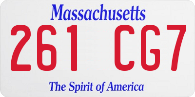 MA license plate 261CG7