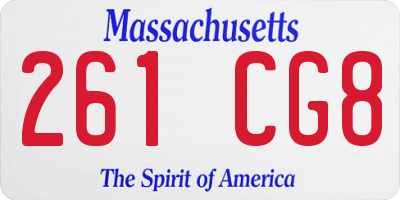 MA license plate 261CG8