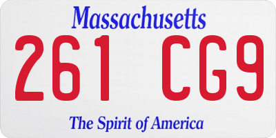 MA license plate 261CG9