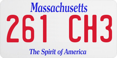MA license plate 261CH3