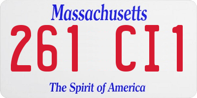 MA license plate 261CI1