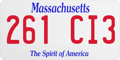 MA license plate 261CI3