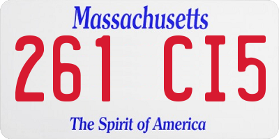 MA license plate 261CI5