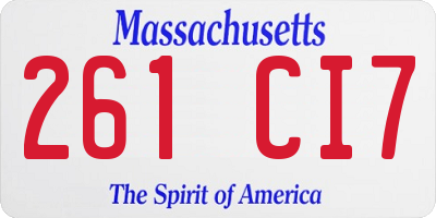 MA license plate 261CI7