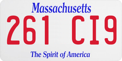 MA license plate 261CI9