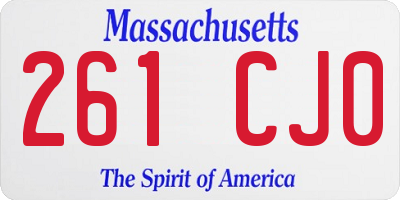 MA license plate 261CJ0