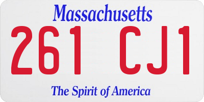 MA license plate 261CJ1