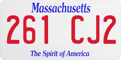 MA license plate 261CJ2