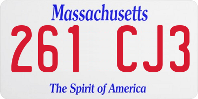 MA license plate 261CJ3