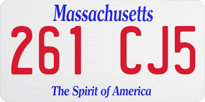 MA license plate 261CJ5