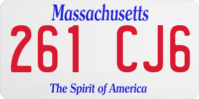 MA license plate 261CJ6