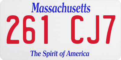 MA license plate 261CJ7