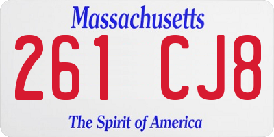 MA license plate 261CJ8