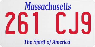 MA license plate 261CJ9