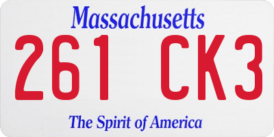 MA license plate 261CK3