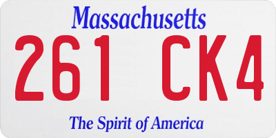 MA license plate 261CK4
