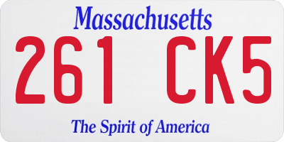 MA license plate 261CK5