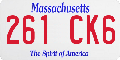 MA license plate 261CK6