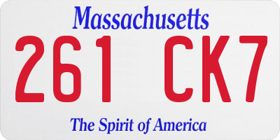 MA license plate 261CK7