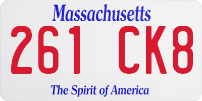 MA license plate 261CK8