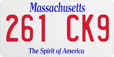MA license plate 261CK9
