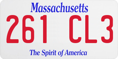 MA license plate 261CL3