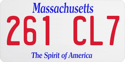 MA license plate 261CL7