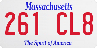 MA license plate 261CL8