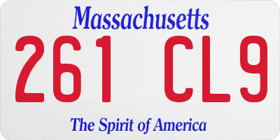 MA license plate 261CL9