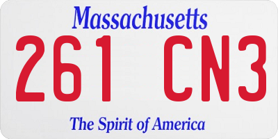 MA license plate 261CN3
