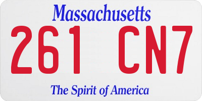 MA license plate 261CN7